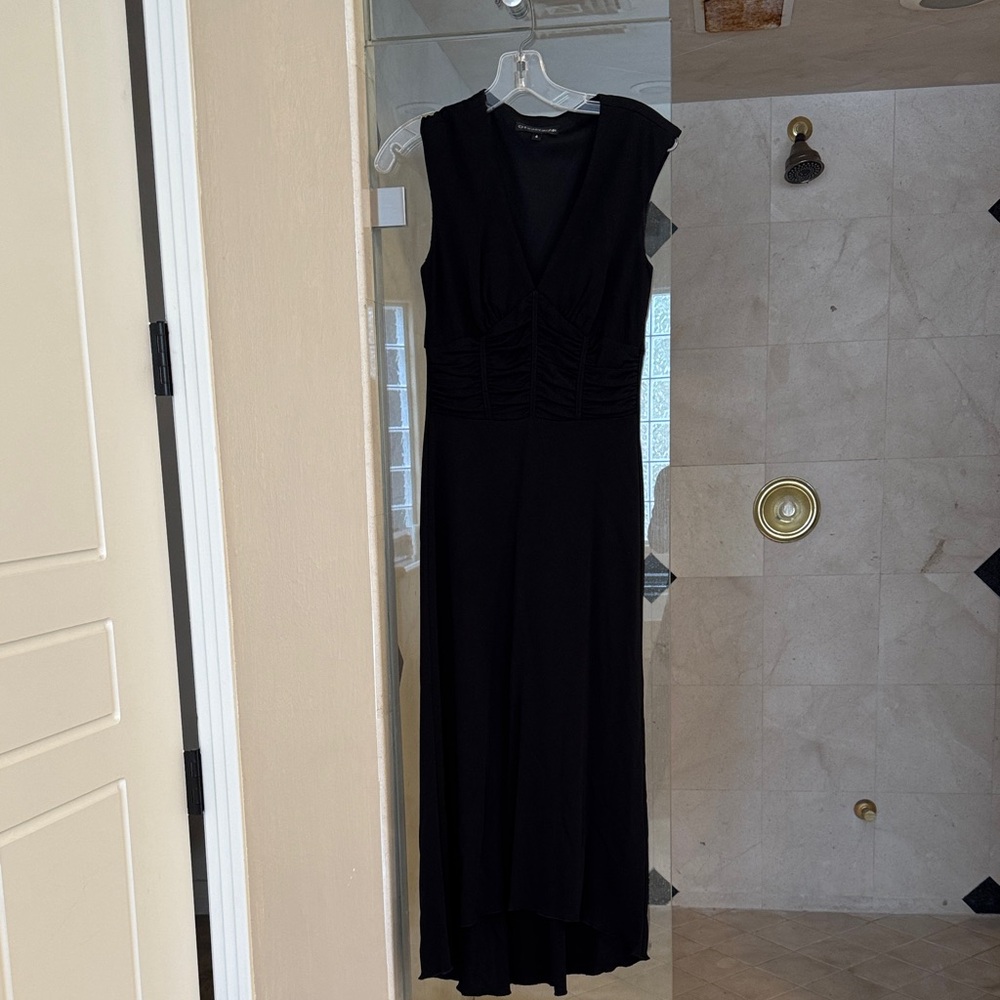 Chic Black High Low v neck long Dress
